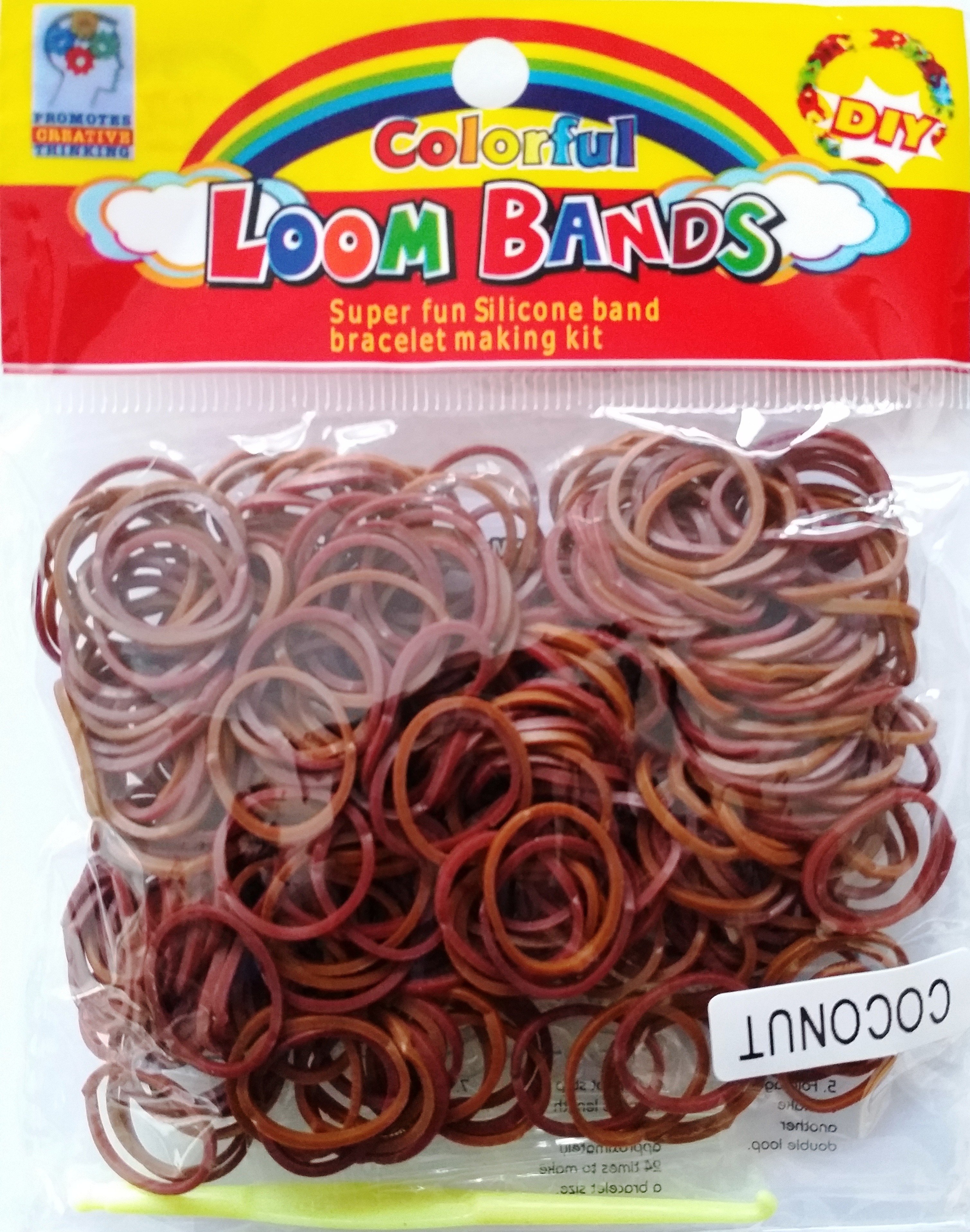 Colourful Loom Bands Brown Coconut Colour (Coconut Scented 300s) 12 Packs