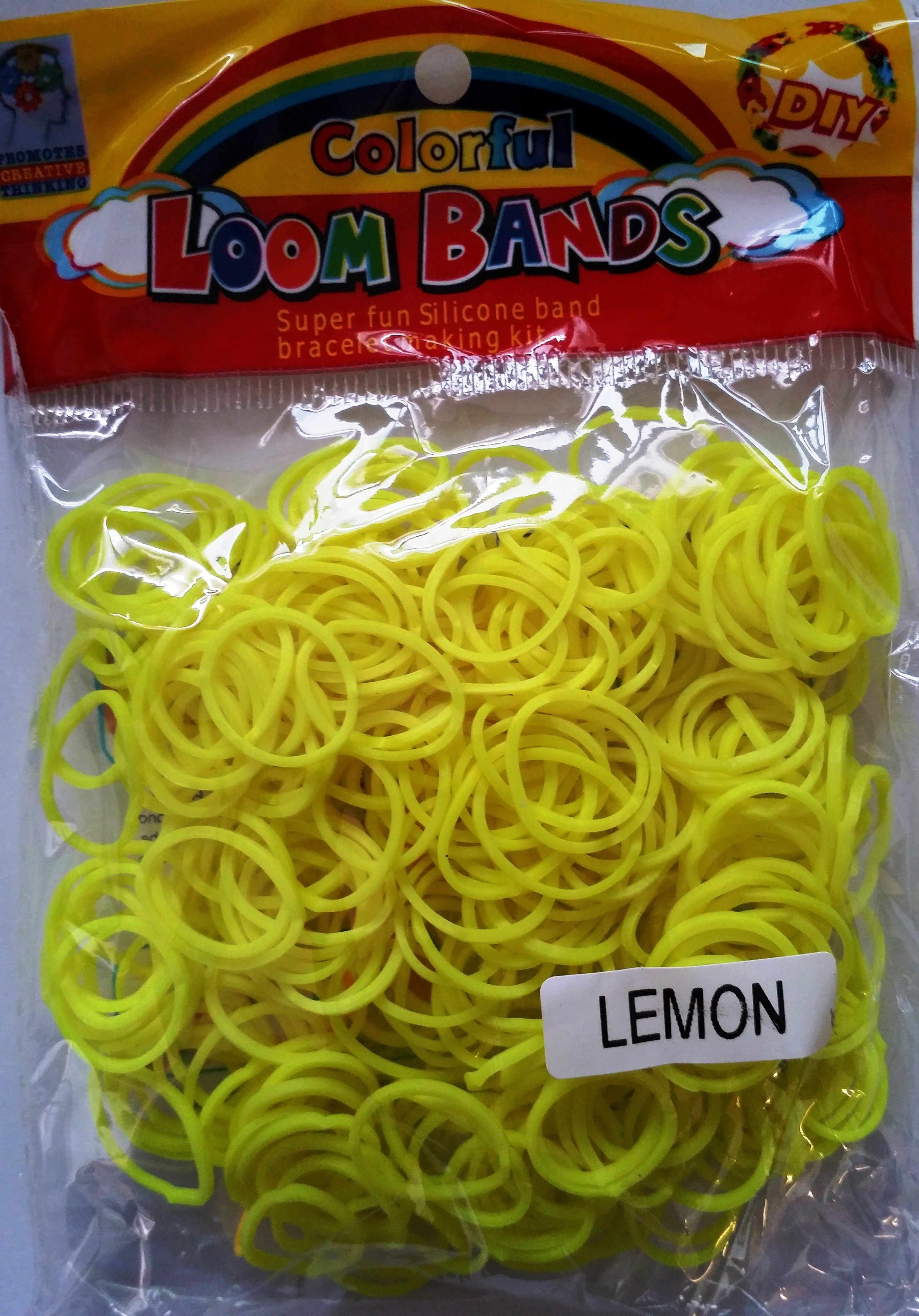 Colourful Loom Bands Bright Yellow Colour (Lemon Scented 300s) 12 Packs