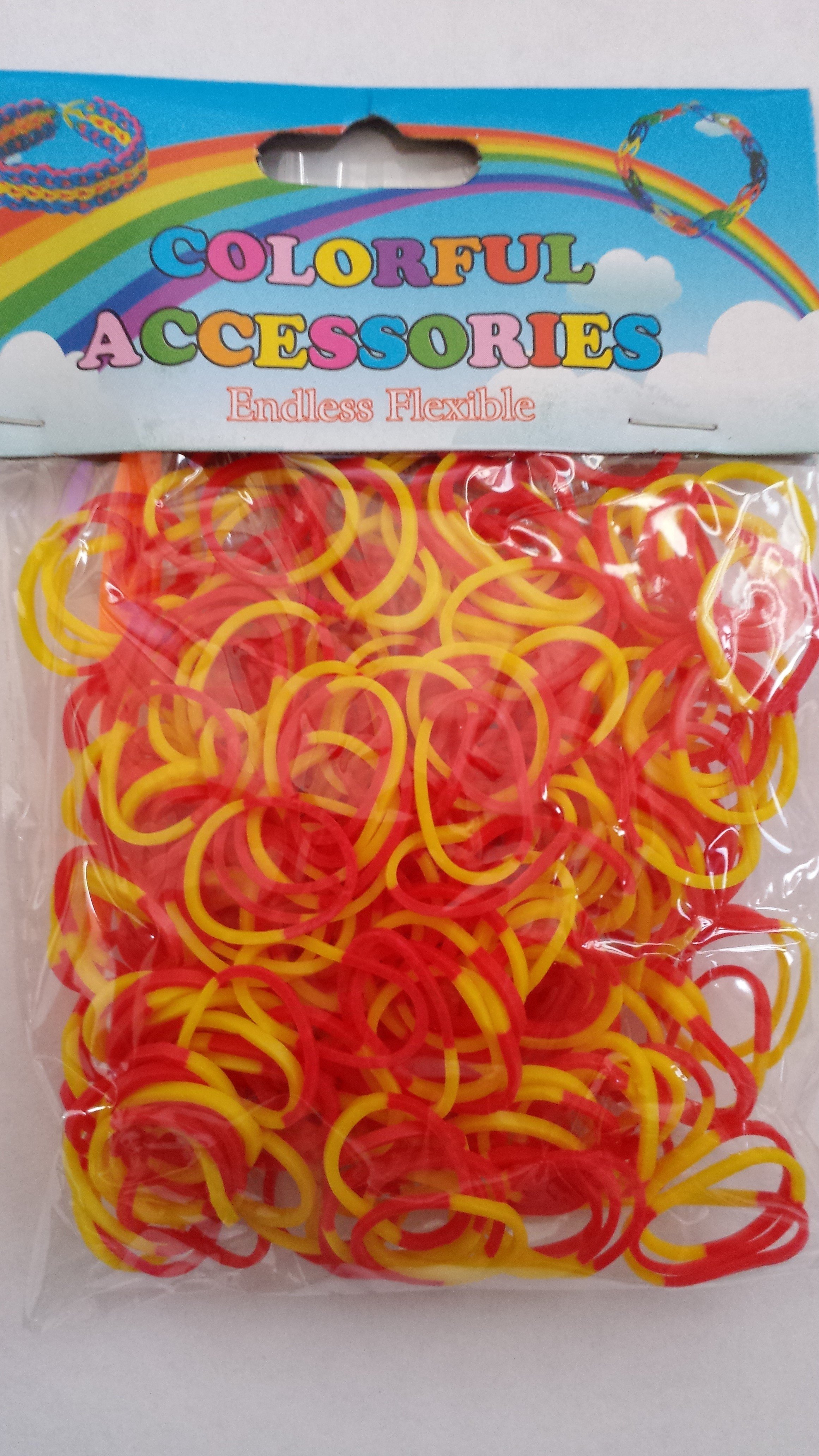 NEW 2 Tone Loom Bands- (Red And Yellow) 300s x 12 Packs