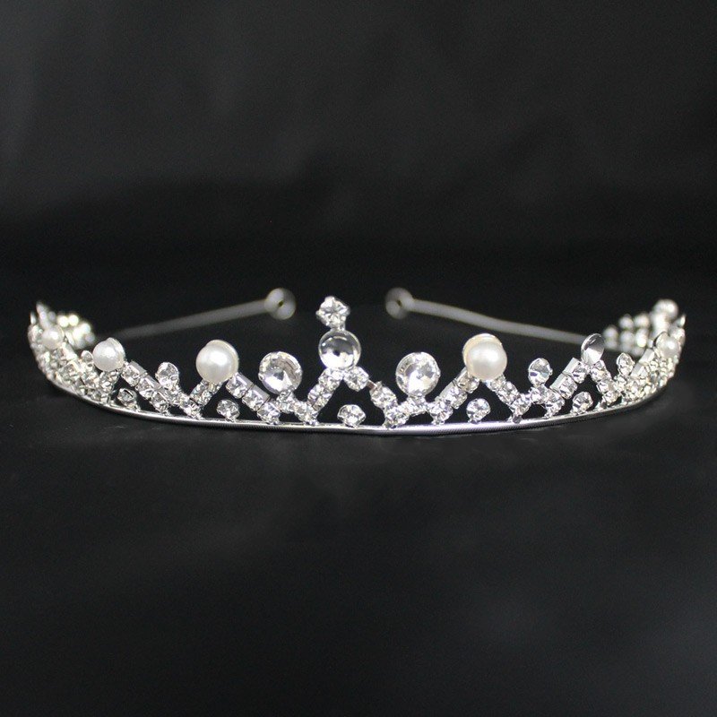 Bridal Tiara Pearl & Diamond- Silver (40301)