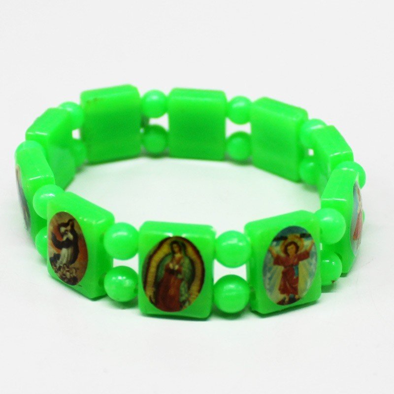 Rosary Type Bracelets - Green Neon Colours
