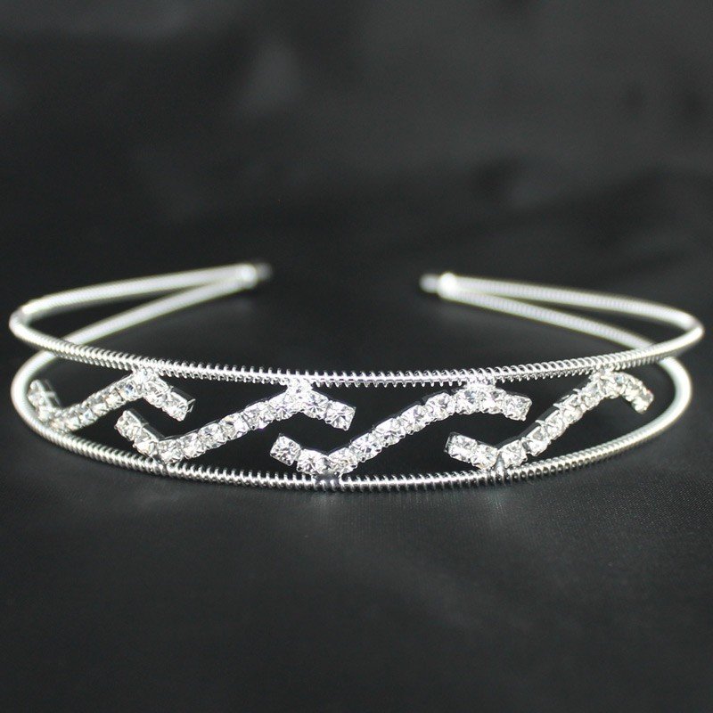 Row Spiral & Waves Diamante Tiara - Silver
