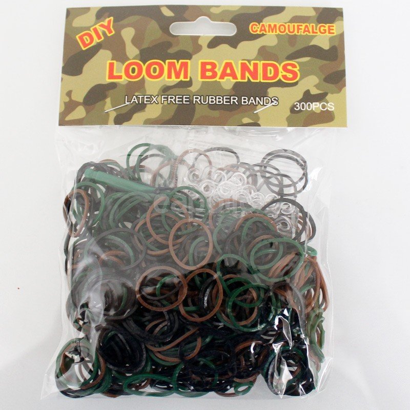 Colourful Loom Bands (Camouflage 300s) 12 Packs