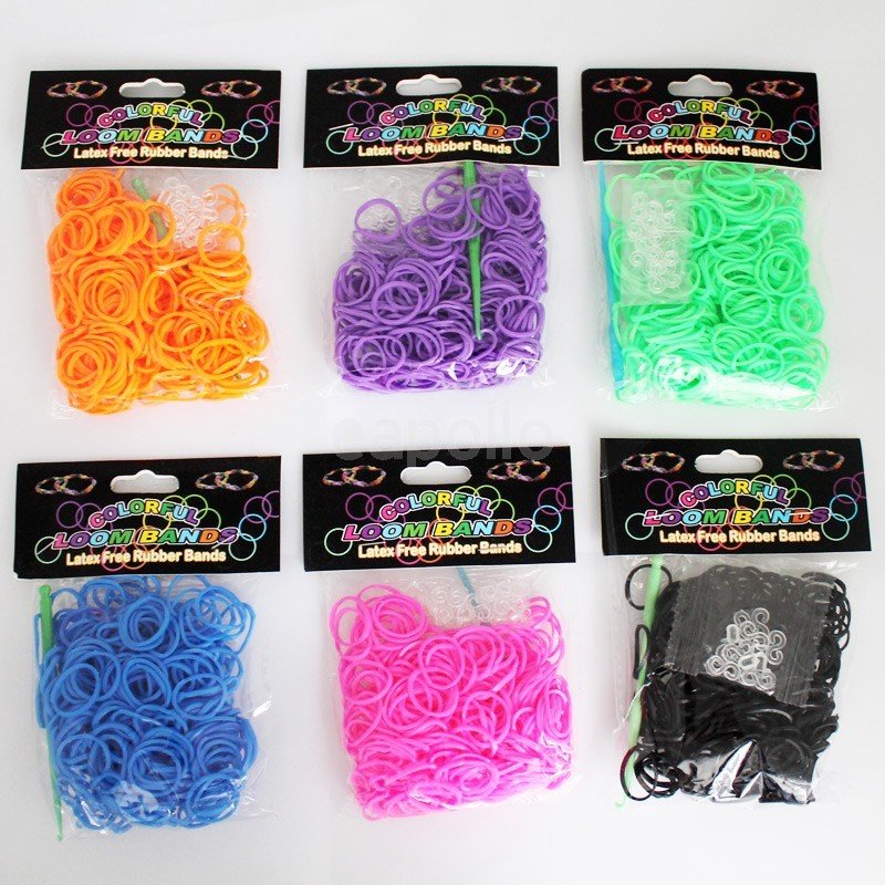Colourful Loom Bands (Assorted Block Colours) 300s 12 Packs