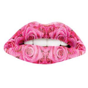 Pink Rose Print Temporary Lip Tattoo