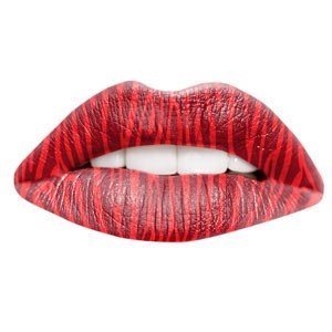 Red Zebra Print Temporary Lip Tattoo
