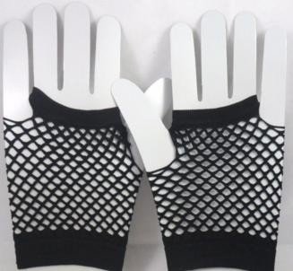 Short Neon Fishnet Fingerless Gloves one size - Black