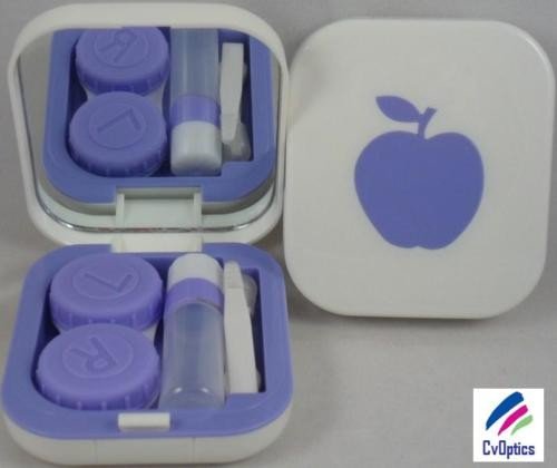 Violet Apple Design Contact Lens Travel Kit With Mirror