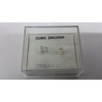 Pair of 4mm Square Sterling Silver Cubic Zirconia Studs (137)