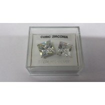 Pair of 10mm Square Sterling Silver Cubic Zirconia Studs (140)