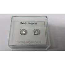 Pair of 6mm Round Sterling Silver Cubic Zirconia Studs (170)