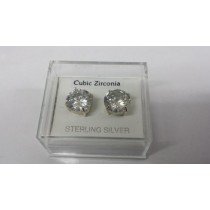 Pair of 10mm Round Sterling Silver Cubic Zirconia Studs (172)