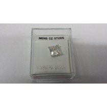 Men's 8mm Square Sterling Silver Cubic Zirconia Stud (197)