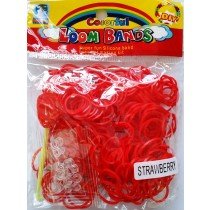 Colourful Bright Red Loom Bands (Strawberry Scented 300s) 12 Packs