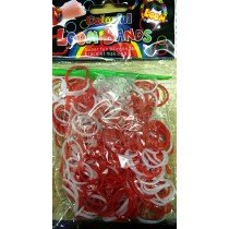 Colourful Loom Bands England Flag Red White 300's 12 Packs