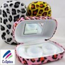 Pink Leopard Print Contact Lens Storage Soaking Travel Kit