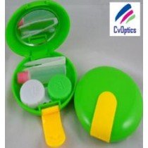 Round Green Contact Lens Mirror Case Ideal Travel Kit
