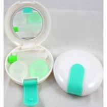Round White Contact Lens Mirror Case Ideal Travel Kit