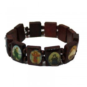 Rosary Type Bracelet - Jesus & Saints - Brown