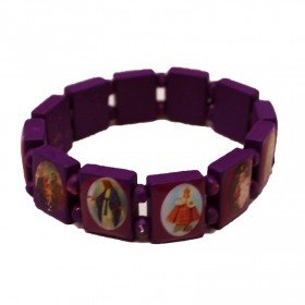 Rosary Type Bracelet - Jesus & Saints - Violet 