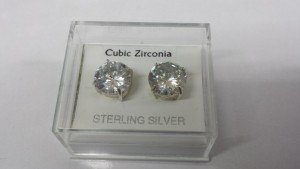 Pair of 10mm Round Sterling Silver Cubic Zirconia Studs (172)