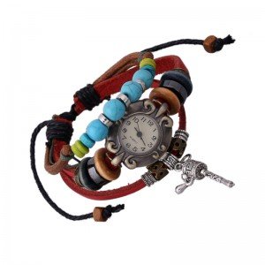 Beautiful Leather Wrap Bracelet Quartz Watch (Shaker Design)