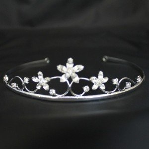 Bridal Tiara - Diamond Flowers -Silver (GS40302)