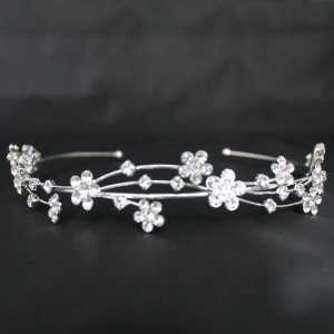 Bridal Tiara Diamond Flowers - Silver (GS21151)