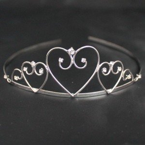 Bridal Tiara Heart Design - Silver (T2167)