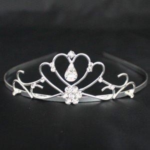 Bridal Tiara Diamond Tear- Silver (T5473)