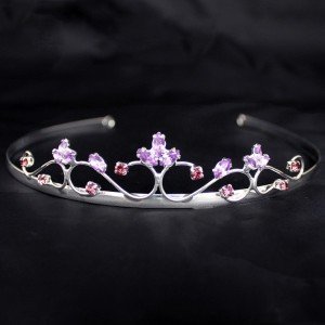 Bridal Silver Tiara- Purple Diamond