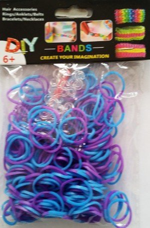 NEW 2 Tone Loom Bands- (Purple And Blue) 300s x 12 Packs